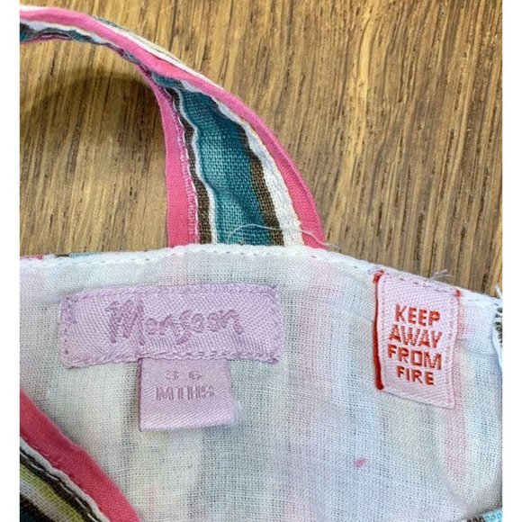 MONSOON Baby Girls Cotton Dress 3-6 Months Striped Linen Infant Summer EUC - Picture 5 of 5